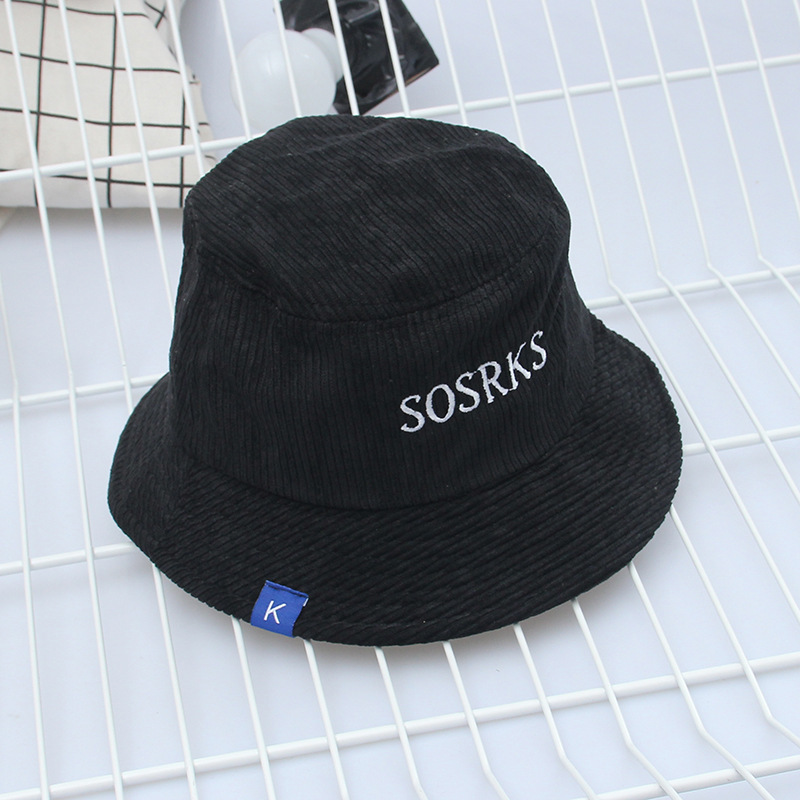 New Corduroy Embroidery Alphabet Basin Hat Wholesale Fisherman Hat Women display picture 8
