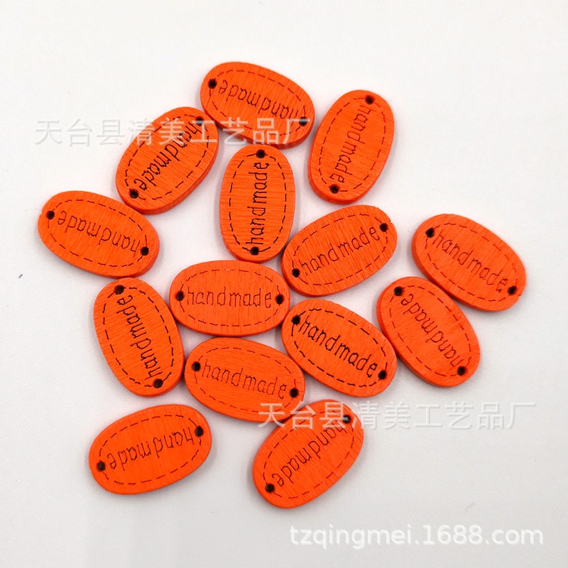 20mm color botón oval placa de madera hecho a mano láser logo decorativo hebilla 100