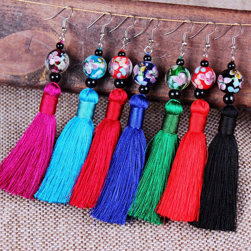 Short beach retro ethnic earrings