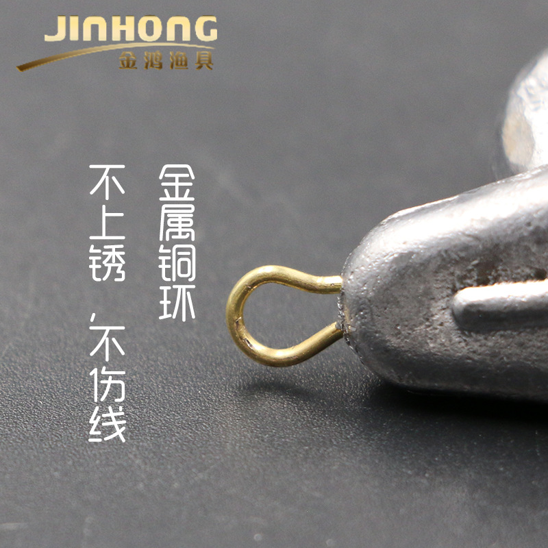Jinhong pesca redonda plana en forma de gota con anillo de cobre varilla de lanzamiento de plomo varilla de roca varilla de mar varilla redonda plana con anillo de pesca gota de pesca