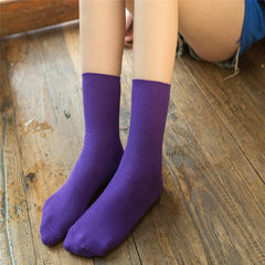 秋冬日系糖果色棉襪堆堆襪女中筒襪雙針細條紋學院風純色襪子批發
