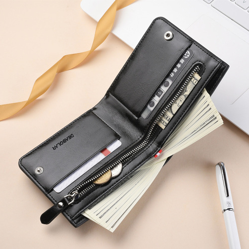 DEABOLAR new men's wallet short vertical style men's zipper wallet multi-functional coin purse cross-border hot sale