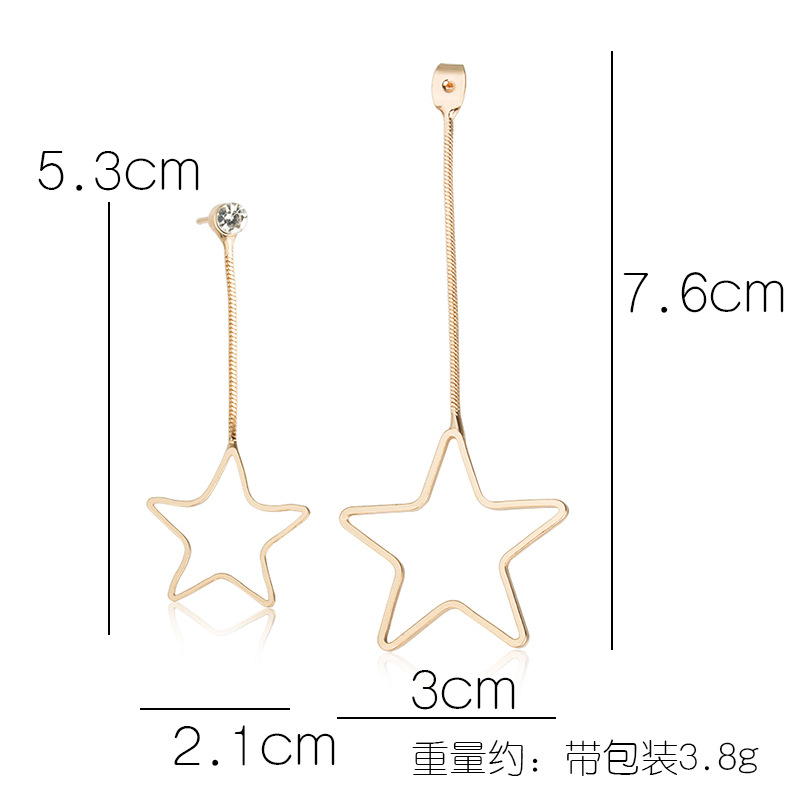 New Korean Simple Size Hollow Pentagram Stars Chain Pendant Earrings Wholesale display picture 2