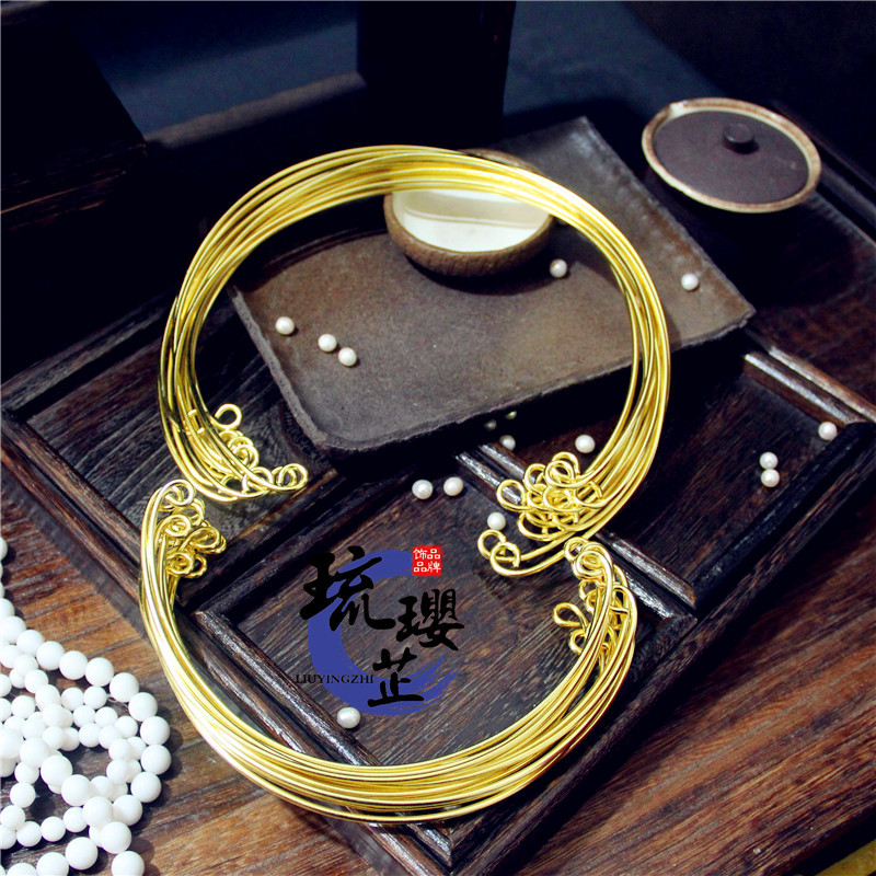薇薇饰品黄铜项圈古风璎珞汉服配饰材料颈饰项链大小圈为一套|ms