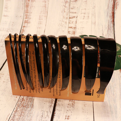 新款韩版发箍黑色带齿塑料宽边束发头饰洗脸修脸亮漆头箍厂家批发|ms