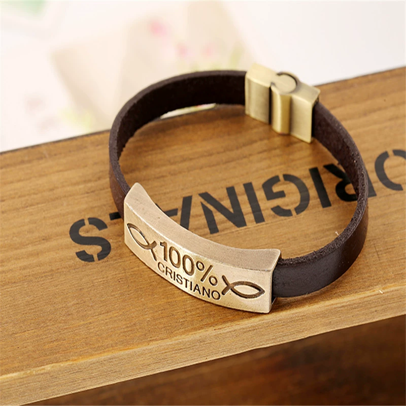 Античная бронзовая металлическая кожаная ретро bracelet, натуральная кожа