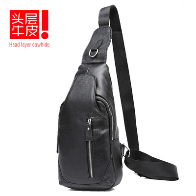 2020新款真皮男士胸包頭層牛皮學生單肩包休閑旅遊斜跨包壹件代發