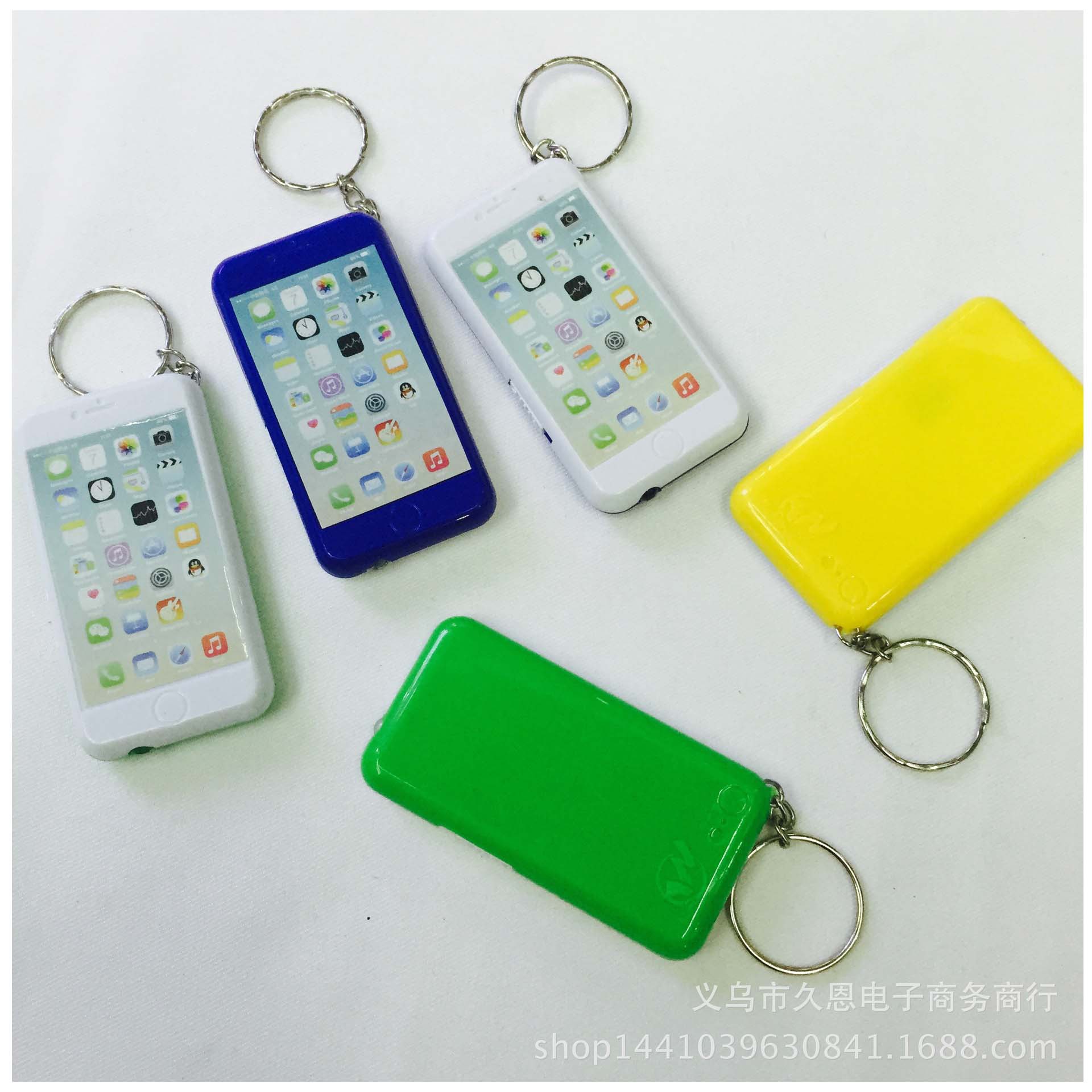 Exquisito lindo mini iPhone modelo de teléfono móvil Luz Moda LED llavero colgante