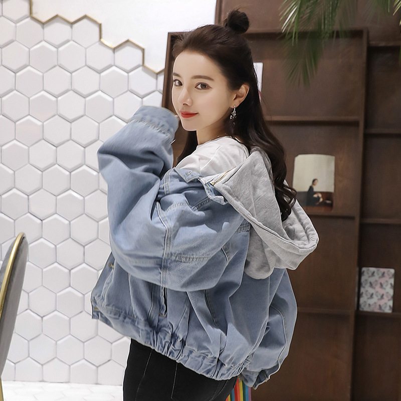 2019 Spring and summer new pattern Hooded Chaqueta Easy student Retro cowboy jacket