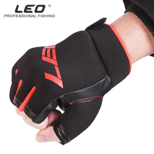 27954 LEO/LEO [Composite Thickened Fishing Gloves] Exposed three-finger Lua non-slip fishing gloves and fishing gear