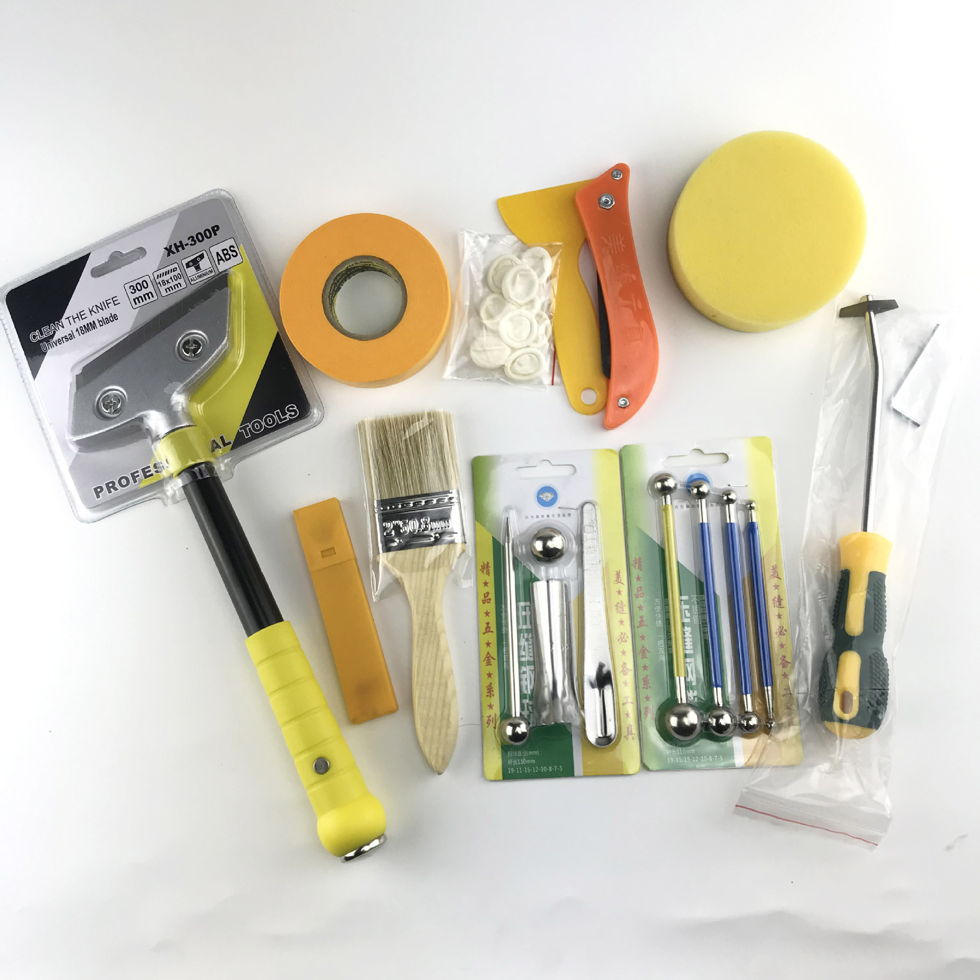 美缝工具套装 清缝锥 压缝球阴阳角钩刀胶枪和纸铲刀清洁刀 整套