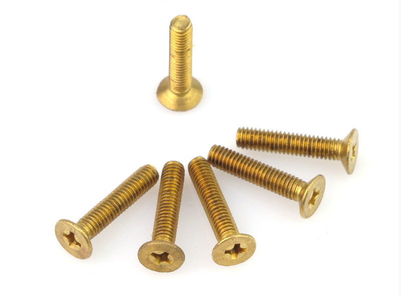 GB819铜螺丝 铜沉头十字机牙螺丝 十字平头螺钉 平头螺钉M2 M2.5