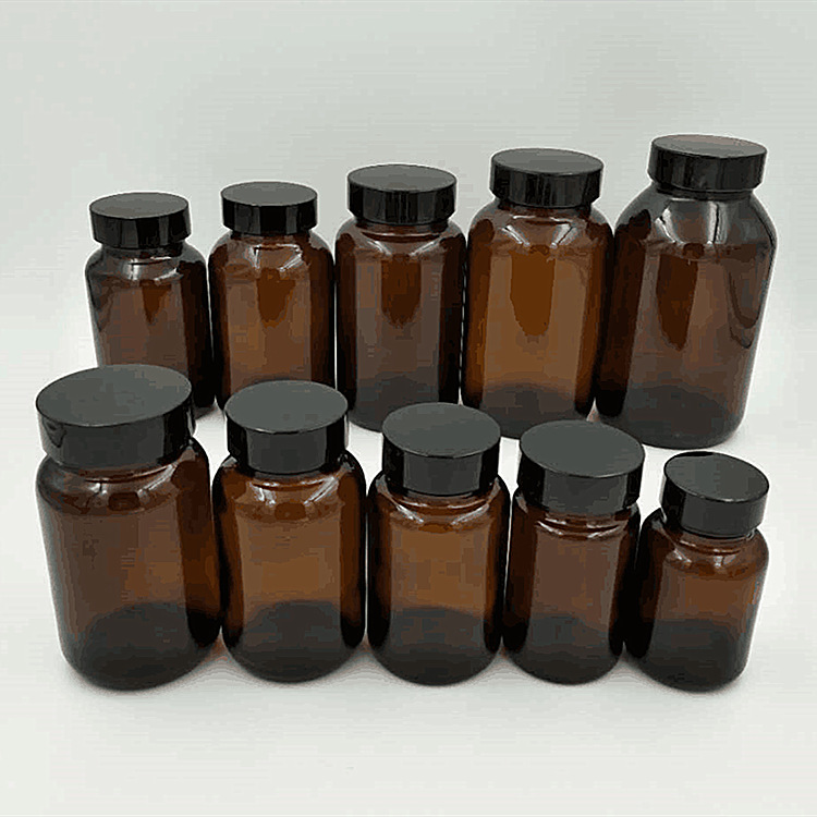广口玻璃瓶批发 茶色药用瓶 化妆品瓶 500毫升瓶子 可印logo