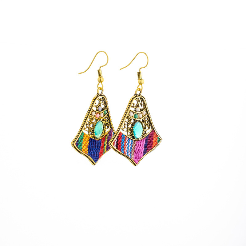 Retro Bell-shaped Antique Women's Diamond-encrusted Fabric Woven Alloy Earrings display picture 6