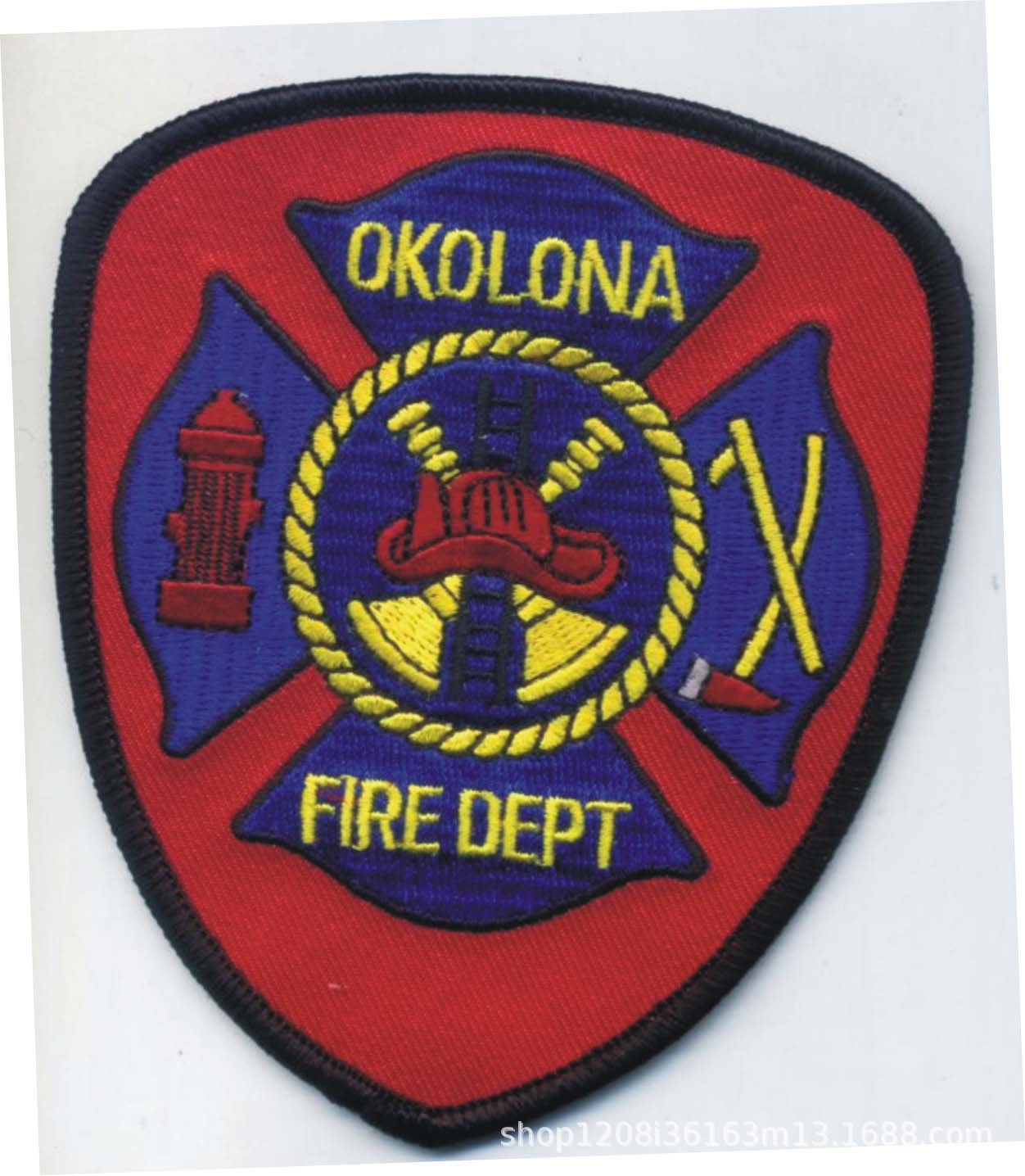 外贸加工火警绣花徽章FIRE POLICE 硬胶绣花章质量保