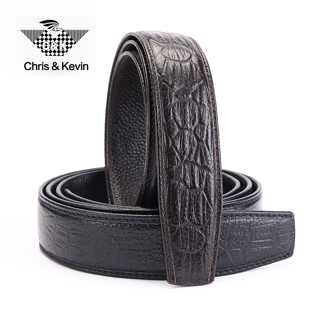 泓昇鳄鱼皮带 男士真皮 头层牛皮自动扣黑色商务休闲时尚男士腰带