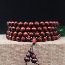 厂家直销 赞比亚小叶紫檀8mm108颗 配小葫芦 血檀佛珠手串手链