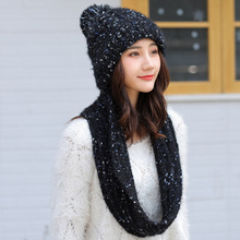 围脖一体帽子女士冬季保暖针织围巾帽韩版潮女学生骑车防寒护耳帽