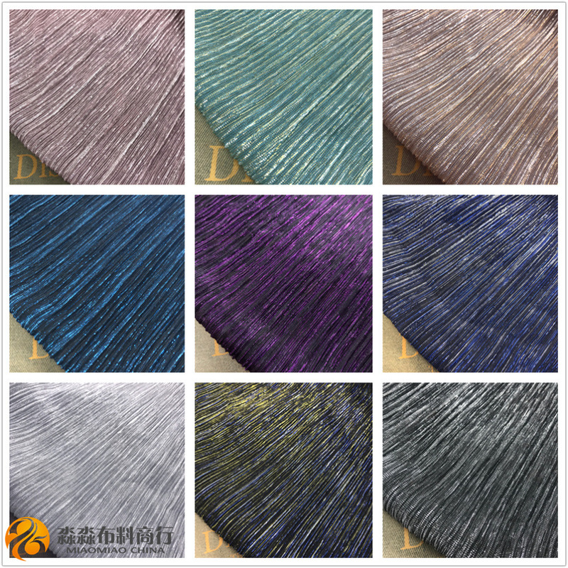 23 spring and summer electro-optic fabric color flash point ultra-fine pleated mesh fabric perspective nightclub outfit crumpled fabric
