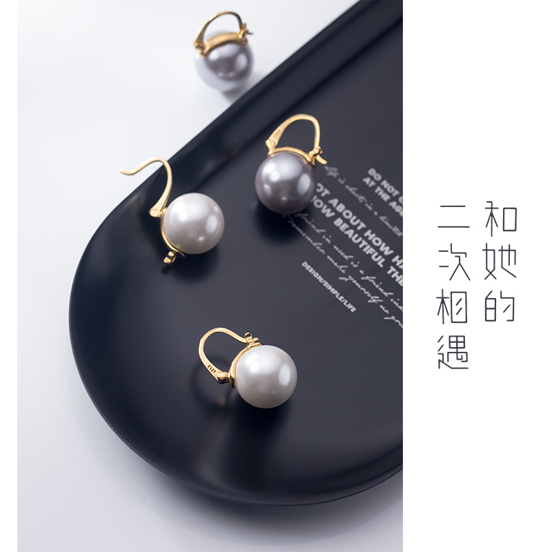 S925 botón de orejas de plata para mujeres estilo japonés simple perlas sintéticas dulces pendientes cortos joyas de orejas G1185