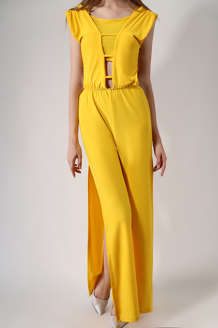 Sexy Strapless Crop Top and Side Slit Jumpsuit Set Casual Style Comfortable Fit Perfect for Summer Wholesale Available