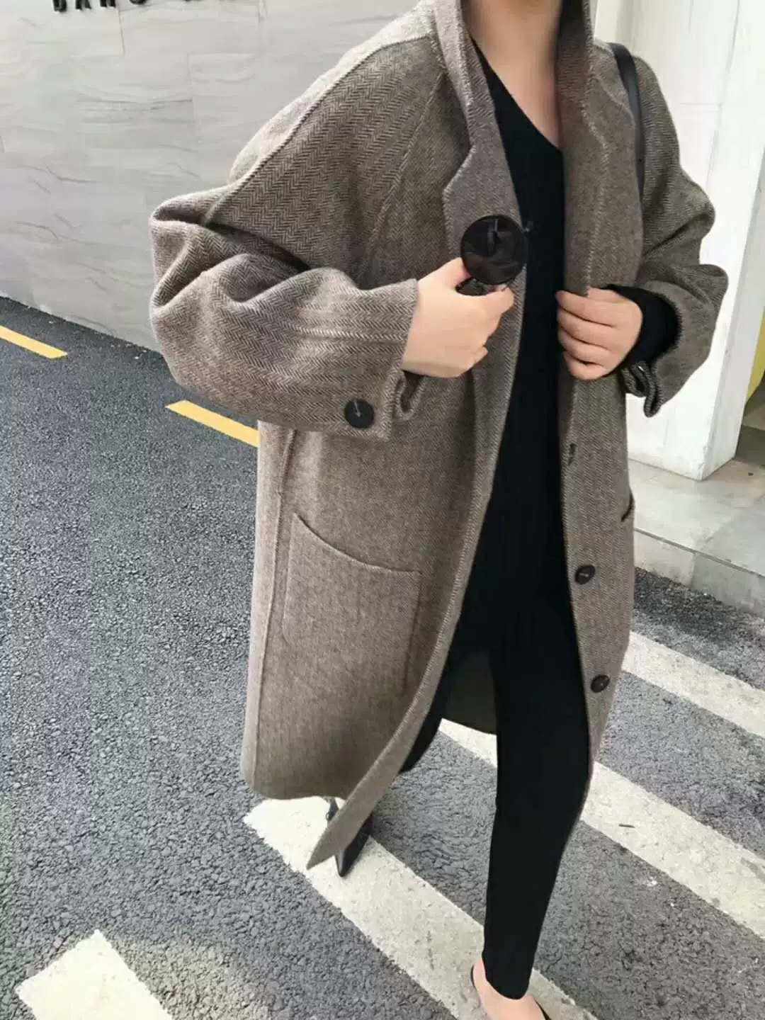 2019 зимнее Новое Двустороннее пальто ручной работы в стиле ретро, длинное пальто-профиль ручной работы с коричневым узором в елочку