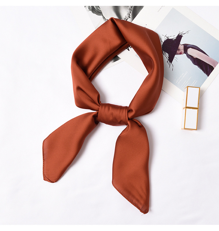 123g Weight Silk Scarf Classification Daily Occasion Satin Material Solid Color Pattern Summer, Spring, Autumn Season Women'S Gender Simple Style Style Women's Simple Style Solid Color Satin Silk Scarves 15