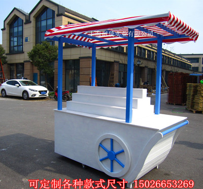 防腐木移动售货车 公园景区户外实木质商场流动售货车小吃车定做|ru