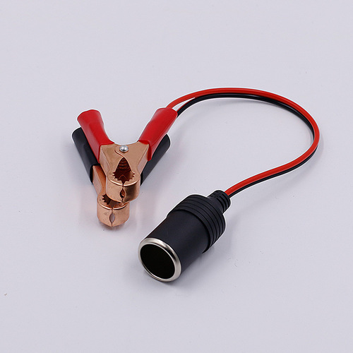 Car using reinforced battery clip adapter cigarette lighter socket power wire crocodile clip connection line converter