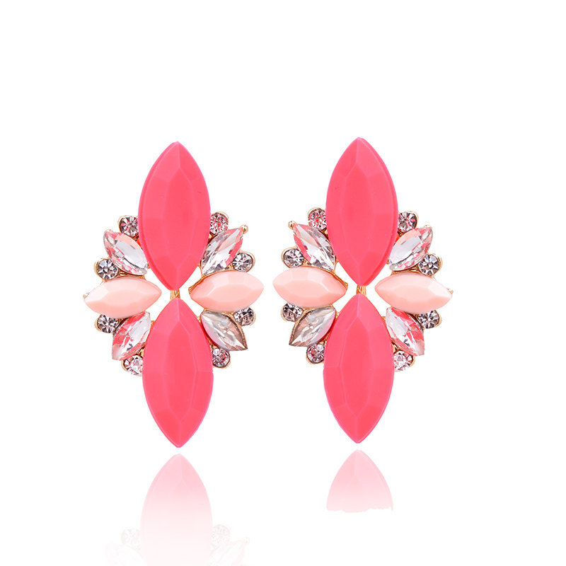 Alloy Material 1 Pair Glam Geometric Alloy Plating Artificial Crystal Resin Women's Drop Earrings