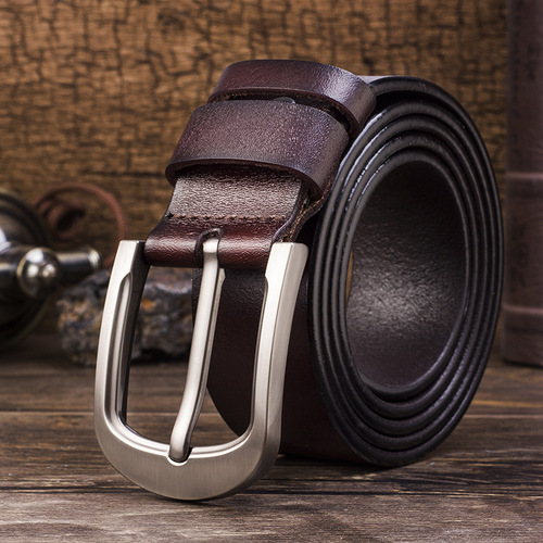 Cross-border supply men's belt pin buckle genuine leather men's belt pure cowhide youth antique belt factory direct sale
