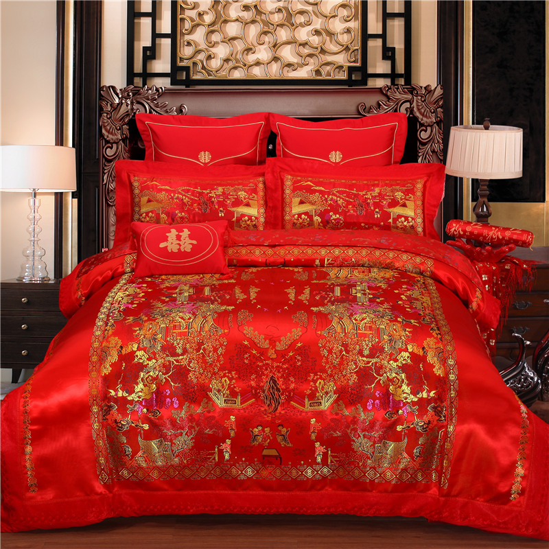 Wedding celebration Four piece suit Six piece set Multiple sets of customized Embroidery Manufactor wholesale Wedding celebration Multiple sets of On behalf of