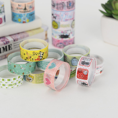 韓版可愛卡通膠帶 小號彩色裝飾膠帶卡通節日手帳彩色膠帶