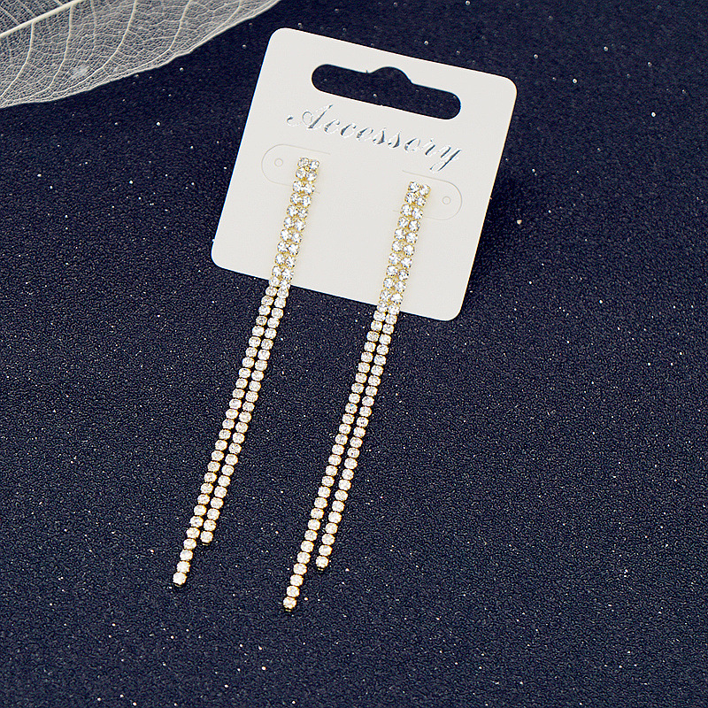 Copper Material 1 Pair Simple Style Geometric Plating Copper Rhinestones Drop Earrings