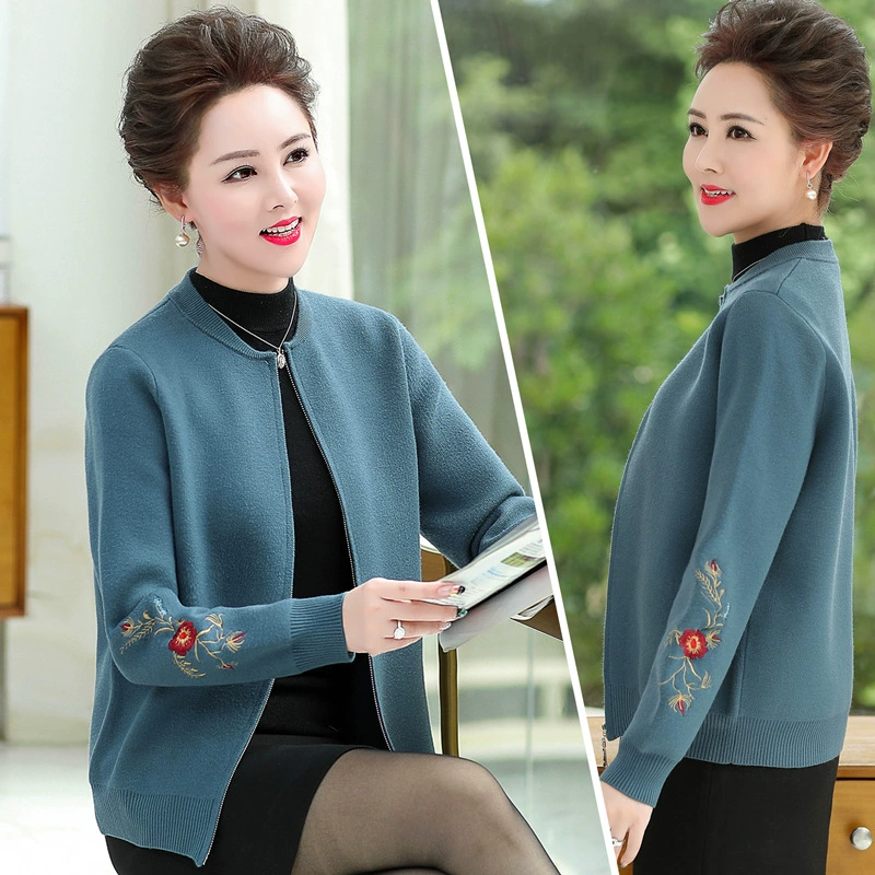 Осенний вязаный кардиган для мамы 40-50 лет 2021, новый женский короткий жакет в западном стиле для женщин среднего возраста, свитер, пальто