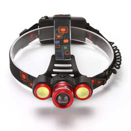 新款T6+cob大功率充电铝合金变焦头灯cob强光跨境热销户外热销