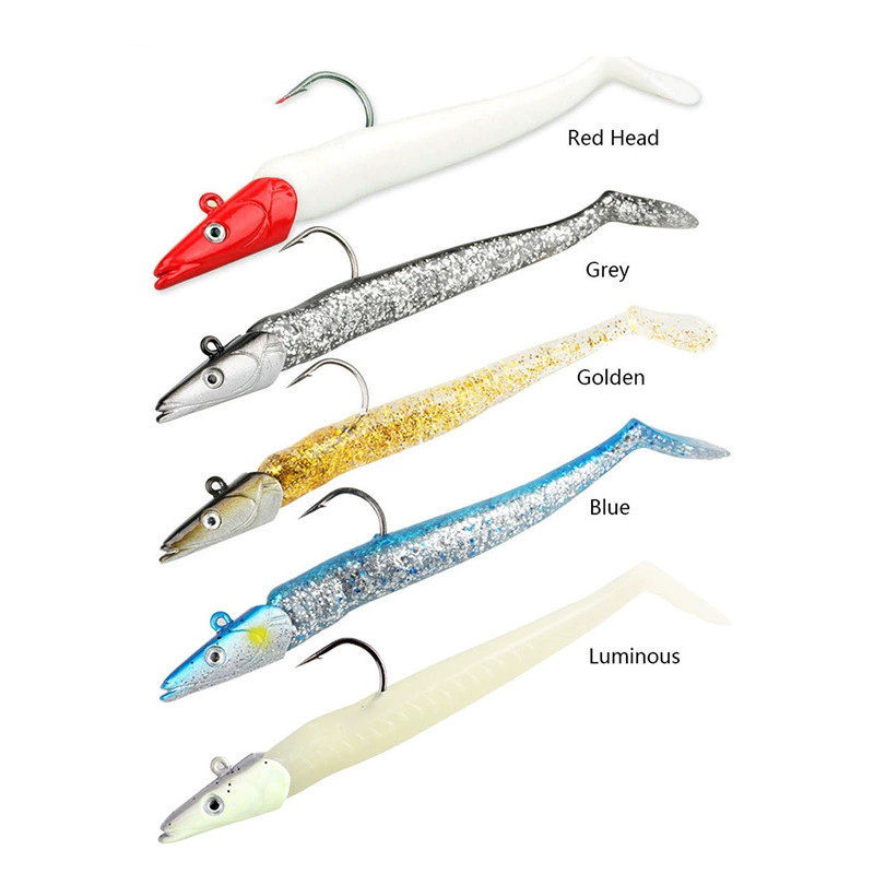 Señuelos de pesca suaves de colores variados para agua salada