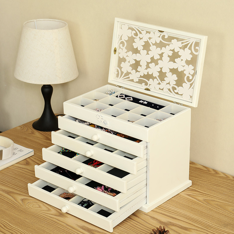复古中式实木首饰盒饰品木质多层饰品收纳盒首饰展示箱化妆盒