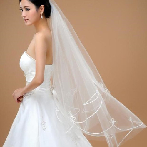 2024 new bride's knot single layer veil white veil 1 meter × 1 meter 2 female Korean style wedding dress accessories clothing accessories