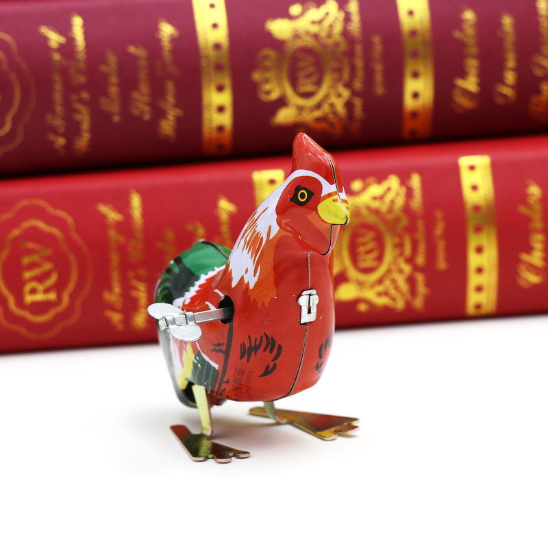 Gallo Catena Orologio Saltellante Pollo Anni '80 Ferro Nostalgico Giocattolo Mercato Notturno_voghion.com
