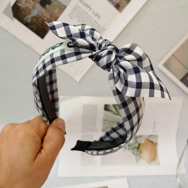 New Hair Accessories Headband Plaid Bow Wide-brimmed Headband Female display picture 6