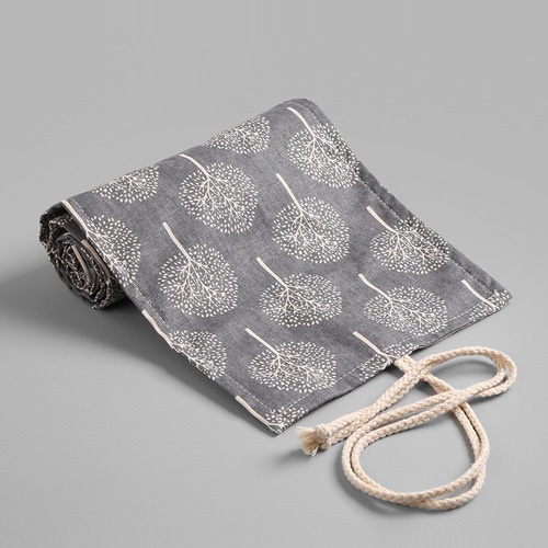 Black and white tree canvas art pen curtain 12/24/36/48/72 hole large capacity pencil roll bag color lead sketch pencil bag