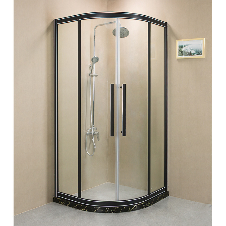 廠價直銷黑不鏽鋼圓弧型淋浴房衛生間隔斷鋼化玻璃門沐浴房洗澡間