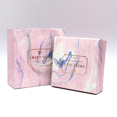 欧式新款大理石纹喜糖礼盒手提袋包装盒创意伴手礼婚庆回礼盒套装