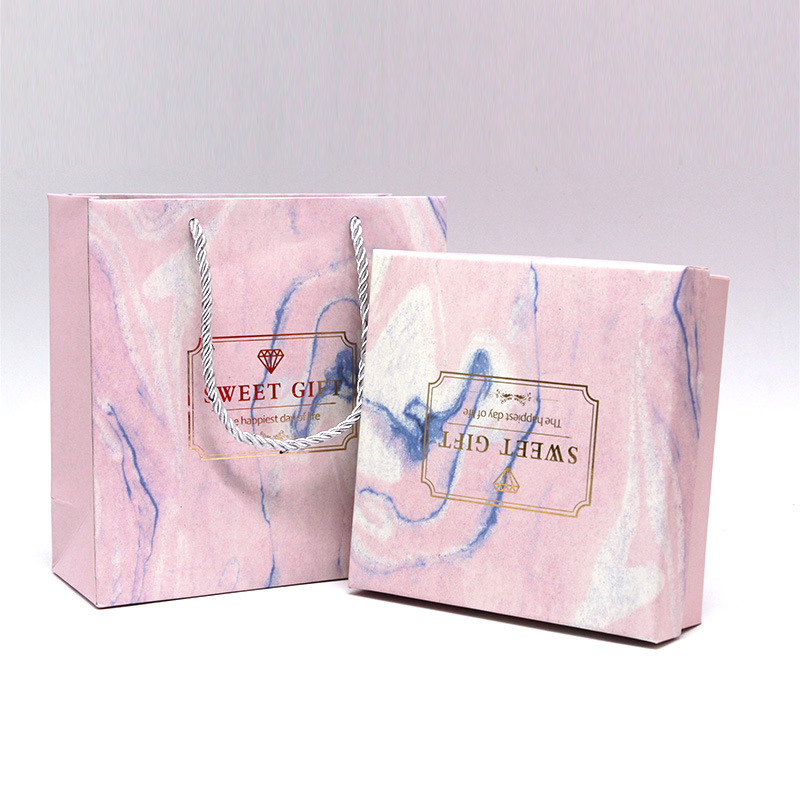 欧式新款大理石纹喜糖礼盒手提袋包装盒创意伴手礼婚庆回礼盒套装