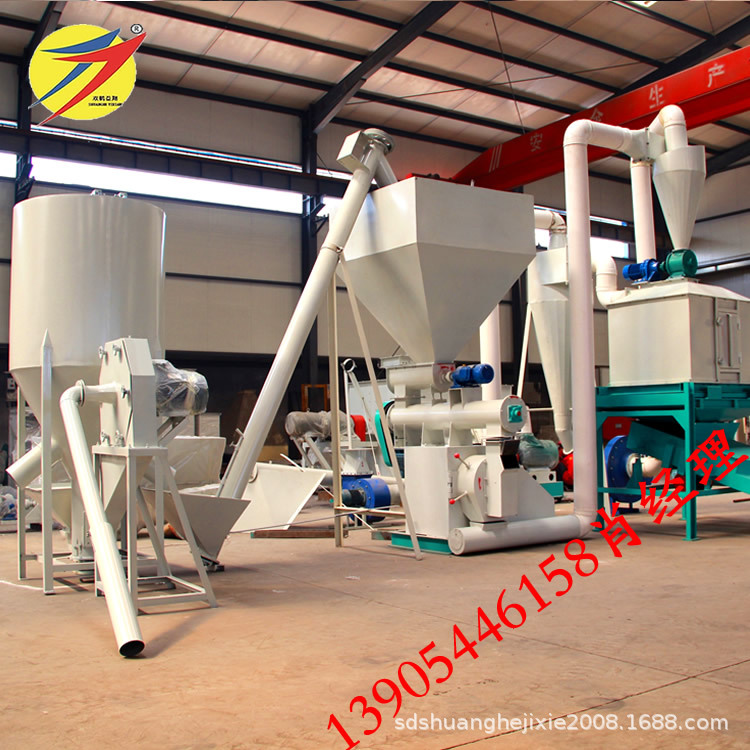 供应养猪场饲料颗粒机生产线 养殖用的猪饲料粉碎搅拌机成套设备