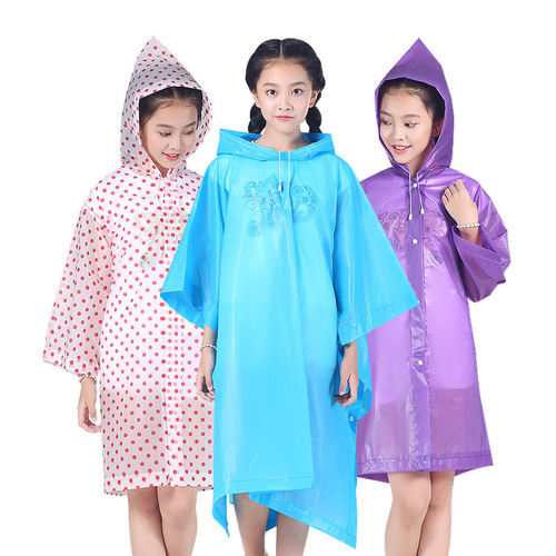 South Korea's new style children's raincoat, primary school students' transparent EVA one-piece rain cape with backpack holder, factory direct sales