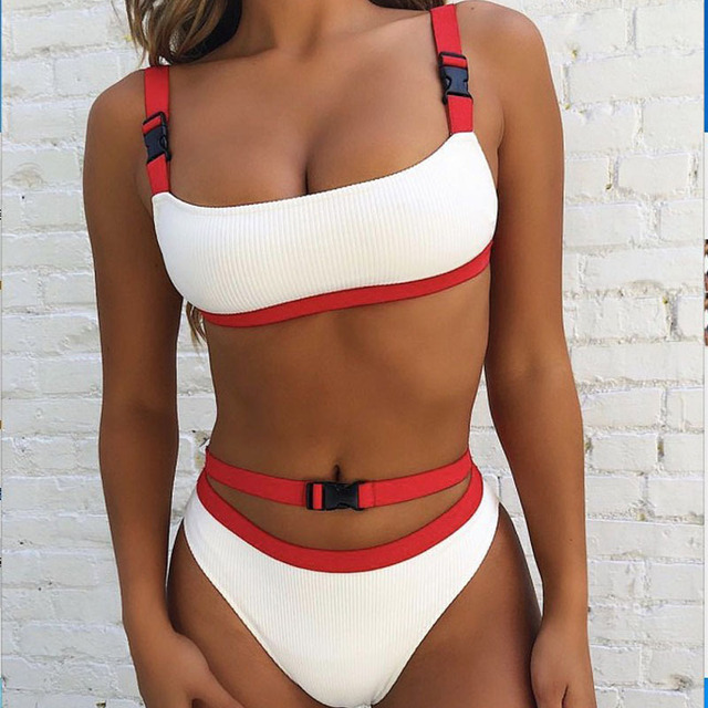 New Tripartite Sexy Pure Colored Bikini Swimsuit Two Suits