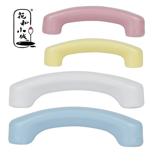 Ceramic long handle knob - Cute colorful cabinet door for children's room, minimalist wardrobe, shoe cabinet drawer handle
