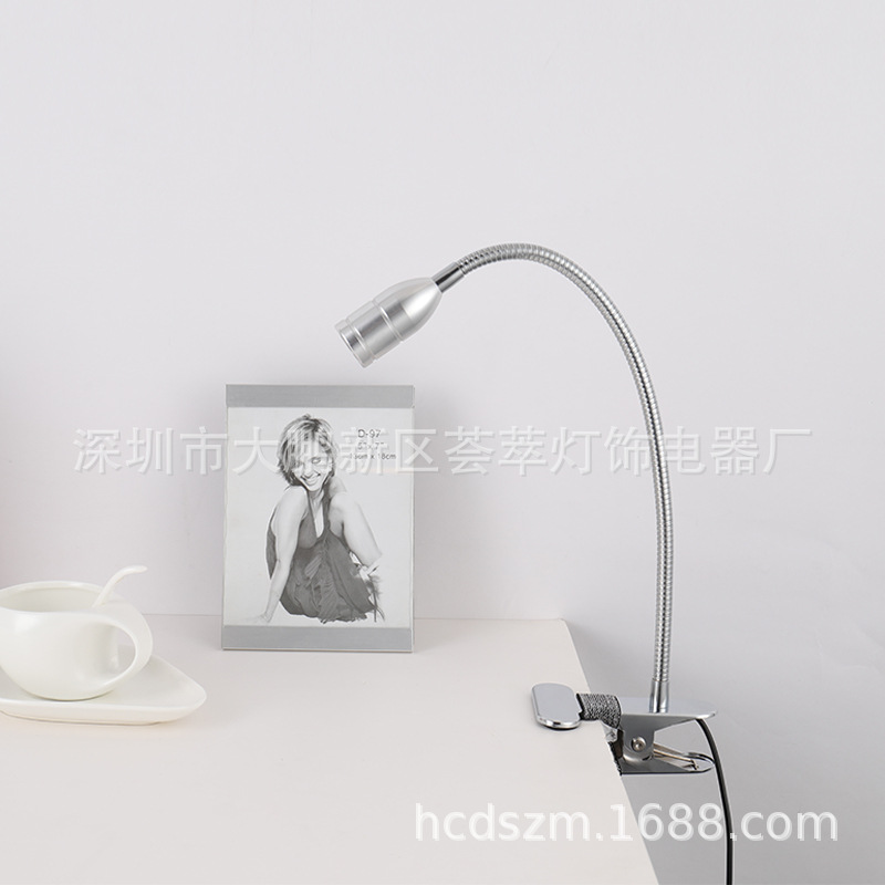 LED夹子灯金属万向调节LED寝室电脑办公学习台灯 床头夹子灯 暖光